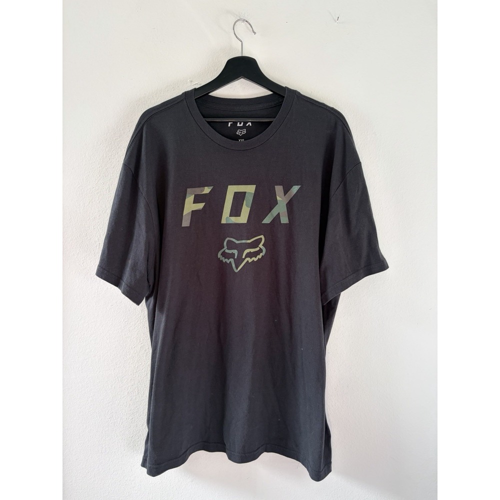 Fox Racing T-Shirt Men's XXL Black Camo Logo Short Sleeve Graphic Tee Standard